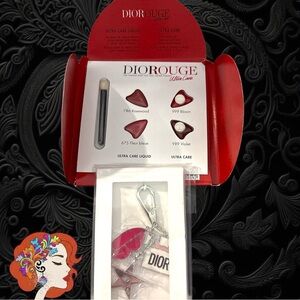 Dior Women's Keychain and Lipstick Set - Black, Pink, Silver